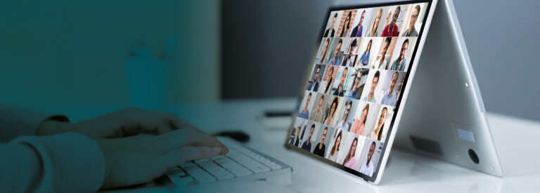 Close up of a laptop screen displaying a training session