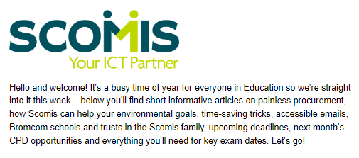 Screenshot of 22nd June Scomis Newsletter