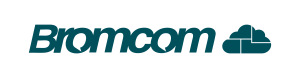 Horizontal Bromcom logo in mono teal