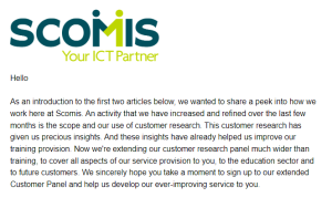 Screengrab of intro from 28th September 2023 Scomis newsletter