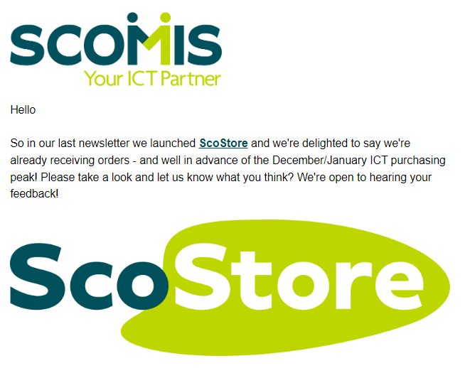 Screengrab of intro from 9th November 2023 Scomis newsletter